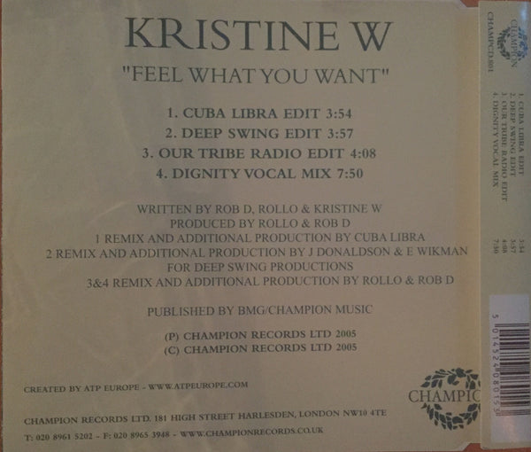 Kristine W - Feel What You Want (CD Single)