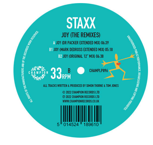 Staxx - Joy (The Remixes) - 12" Vinyl
