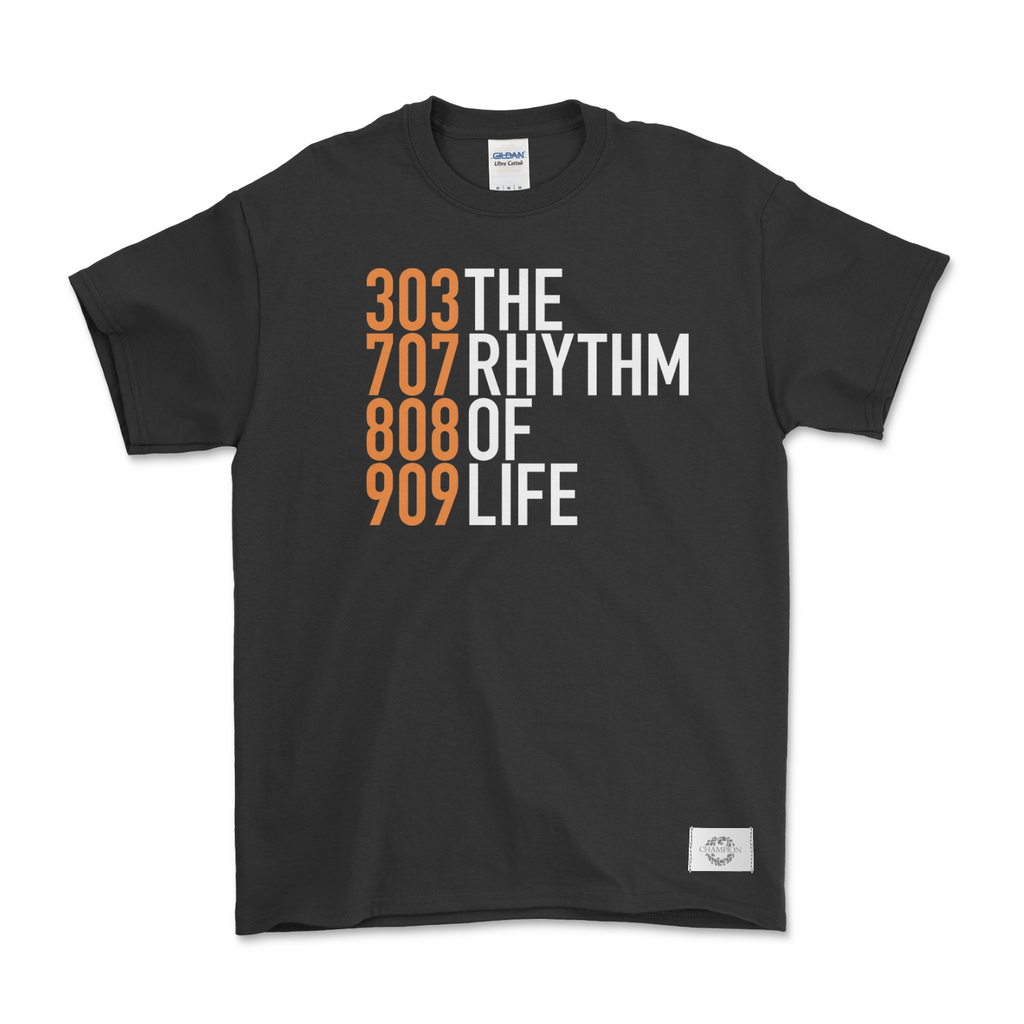 "The Rhythm of Life" Slogan Tee - Black