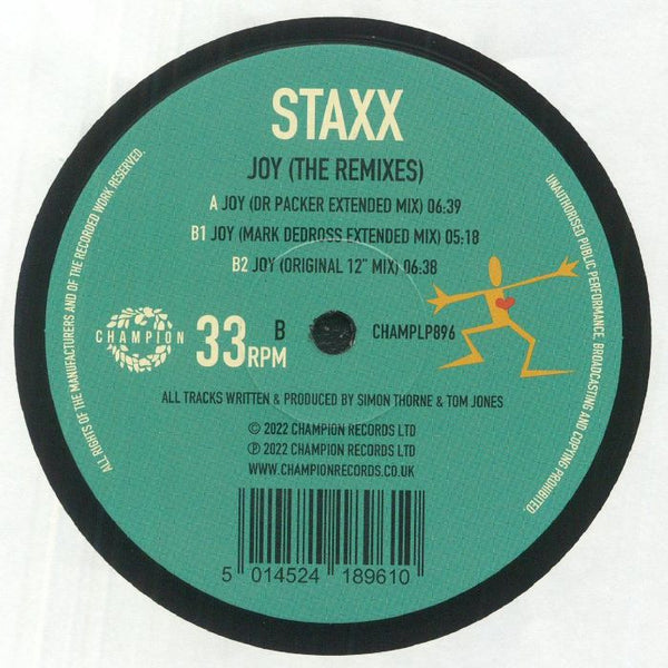 Staxx - Joy (The Remixes) - 12" Vinyl