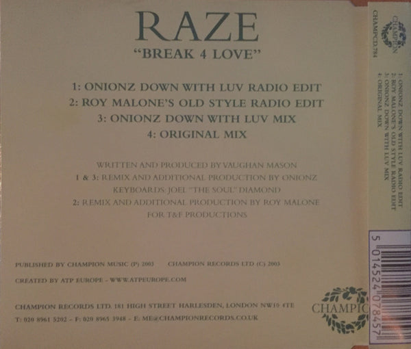 Raze - Break 4 Love (CD Single)
