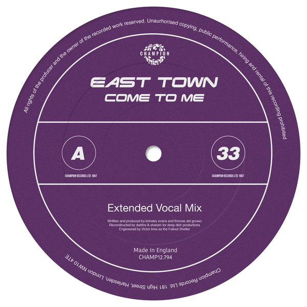 East Town - Come To Me (12" Vinyl)